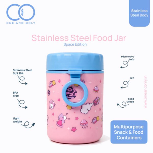 Stainless Steel Food Jar with Space Theme