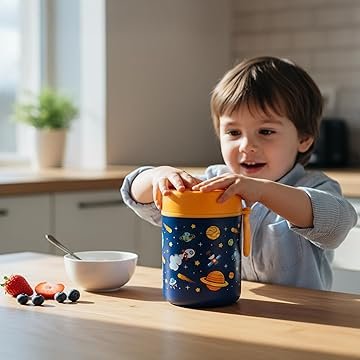 Stainless Steel Food Jar with Space Theme - Image 9