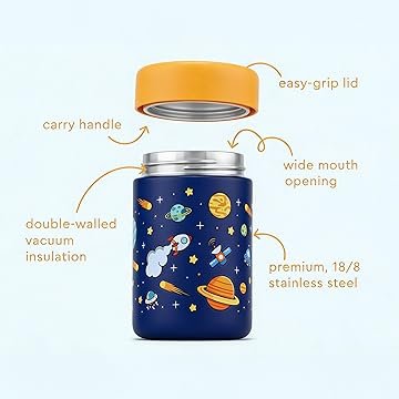 Stainless Steel Food Jar with Space Theme - Image 4