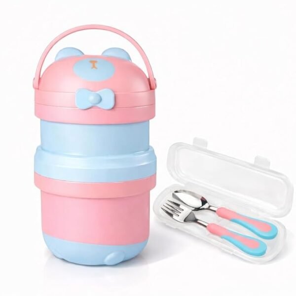 Teddy-Themed Lunch Box with Spoon